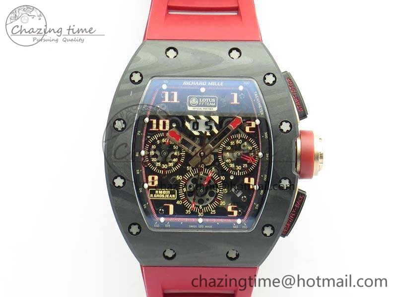 RM011 Carbon Case Chrono KVF 1:1 Best Edition Carbon Bezel Skeleton Dial On Rubber Strap A Unisex 9527