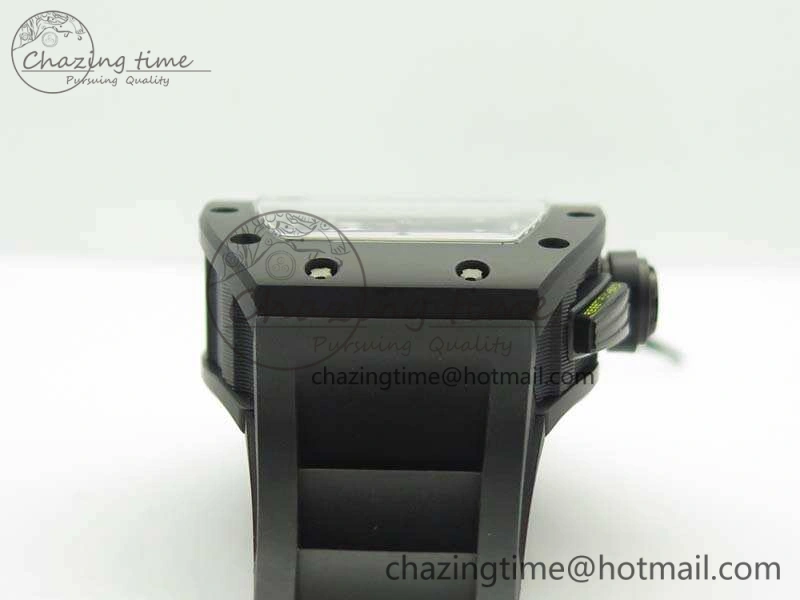 Thermal RM011 Carbon Case Chrono KVF 1:1 Best Edition Ceramic Bezel Skeleton Dial On Rubber Strap A 9500