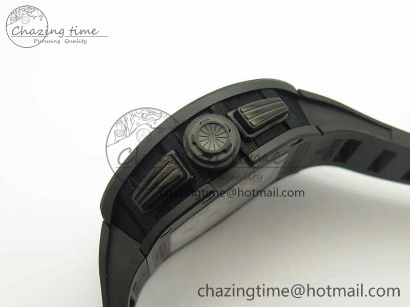 Thermal RM011 Carbon Case Chrono KVF 1:1 Best Edition Ceramic Bezel Skeleton Dial On Rubber Strap A 9500
