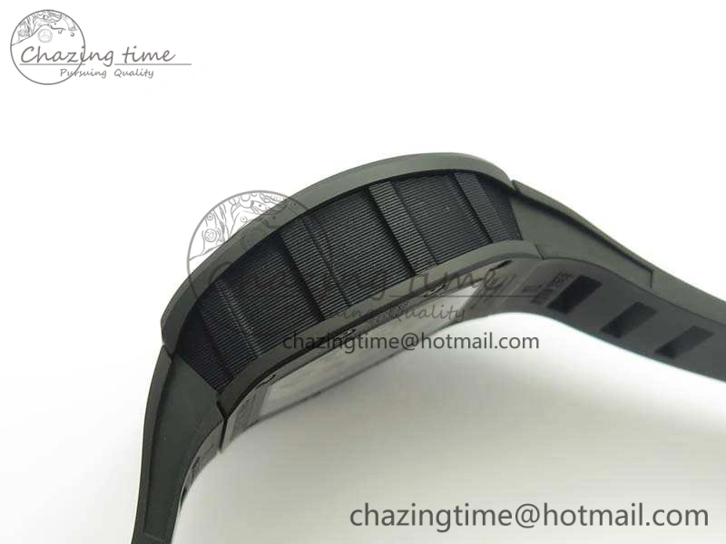 Thermal RM011 Carbon Case Chrono KVF 1:1 Best Edition Ceramic Bezel Skeleton Dial On Rubber Strap A 9500
