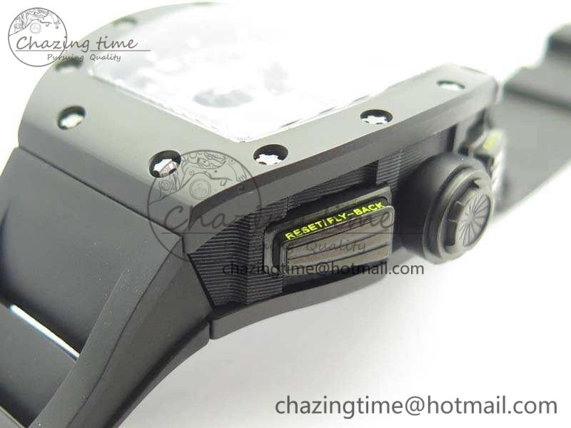 Thermal RM011 Carbon Case Chrono KVF 1:1 Best Edition Ceramic Bezel Skeleton Dial On Rubber Strap A 9500