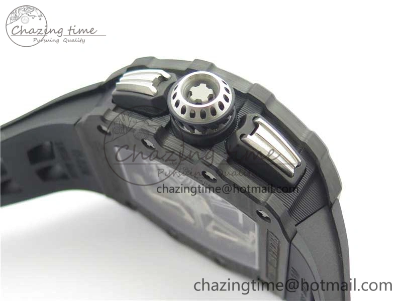 Affordable RM011 Carbon Case Chrono KVF 1:1 Best Edition Crystal Skeleton Yellow Dial on Black Racing Rubber Strap A7750 V 9441