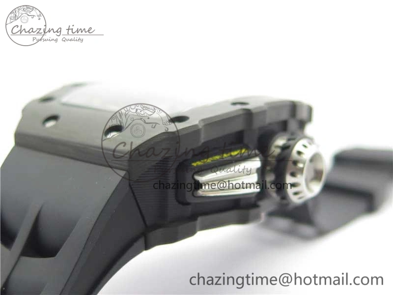 Affordable RM011 Carbon Case Chrono KVF 1:1 Best Edition Crystal Skeleton Yellow Dial on Black Racing Rubber Strap A7750 V 9441