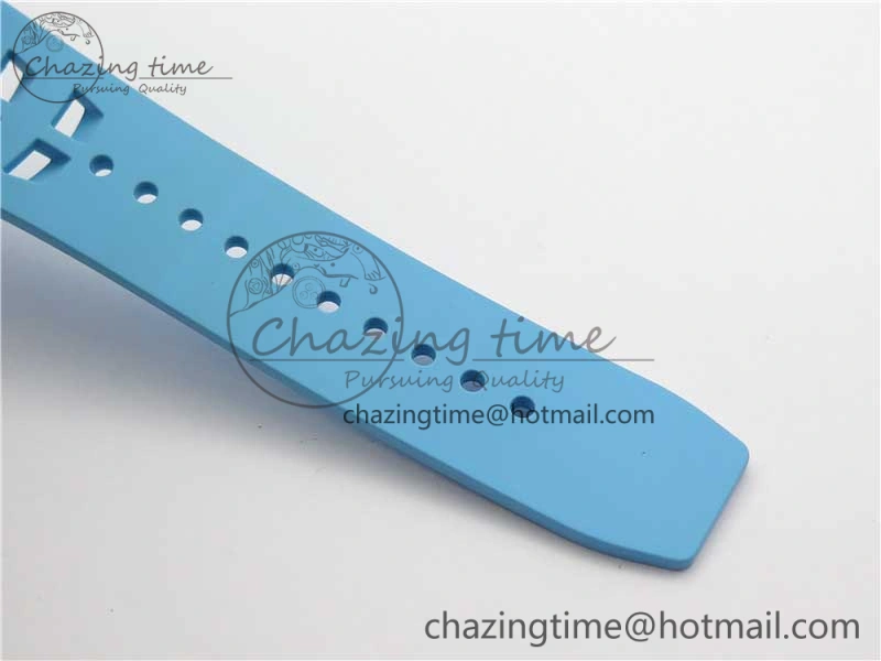 Attractive RM011 Carbon Case Chrono KVF 1:1 Best Edition Crystal Skeleton Yellow Dial on Blue Racing Rubber Strap A7750 V 9438