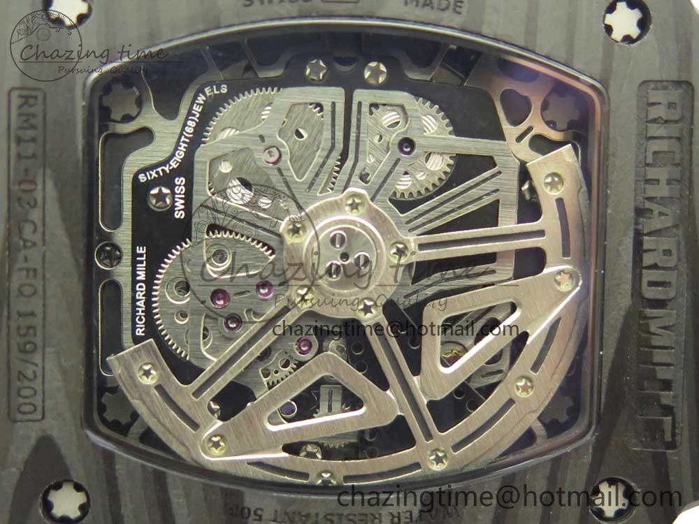 RM011 Carbon Case Chrono KVF 1:1 Best Edition Crystal Skeleton Yellow Dial on Camouflage Rubber Strap A FlexibleFit 9463