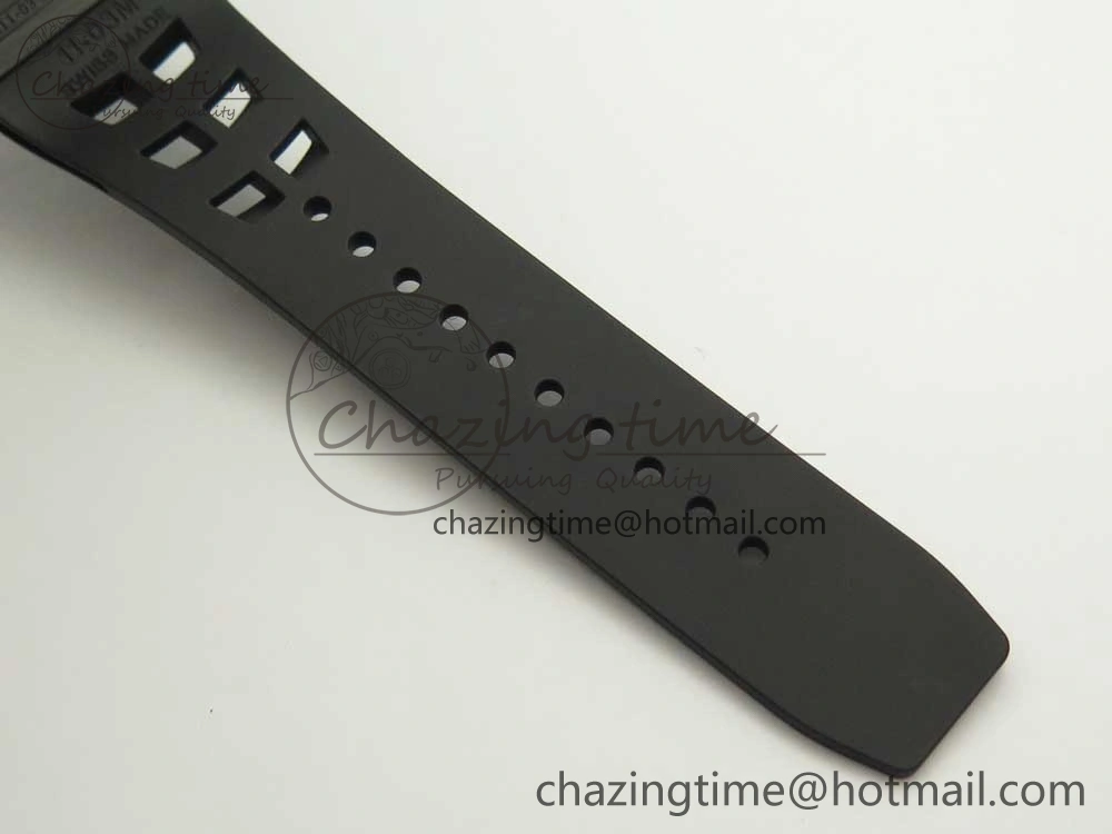 Breathable RM011 Carbon Case Chrono KVF 1:1 Best Edition Crystal Skeleton Yellow Dial on Racing Rubber Strap A 9465