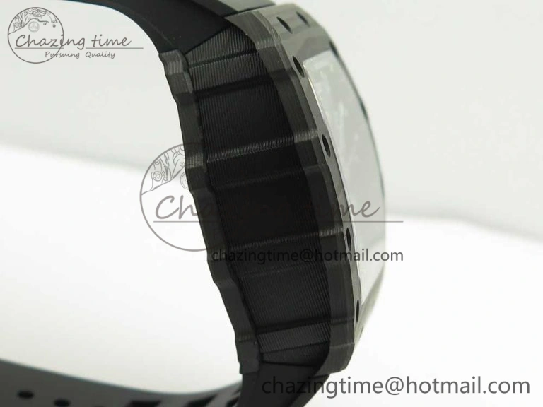 Breathable RM011 Carbon Case Chrono KVF 1:1 Best Edition Crystal Skeleton Yellow Dial on Racing Rubber Strap A 9465