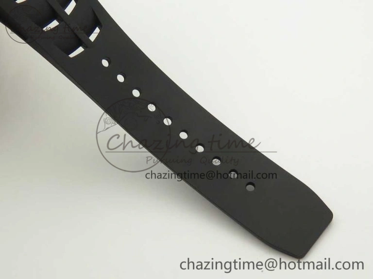 Breathable RM011 Carbon Case Chrono KVF 1:1 Best Edition Crystal Skeleton Yellow Dial on Racing Rubber Strap A 9465