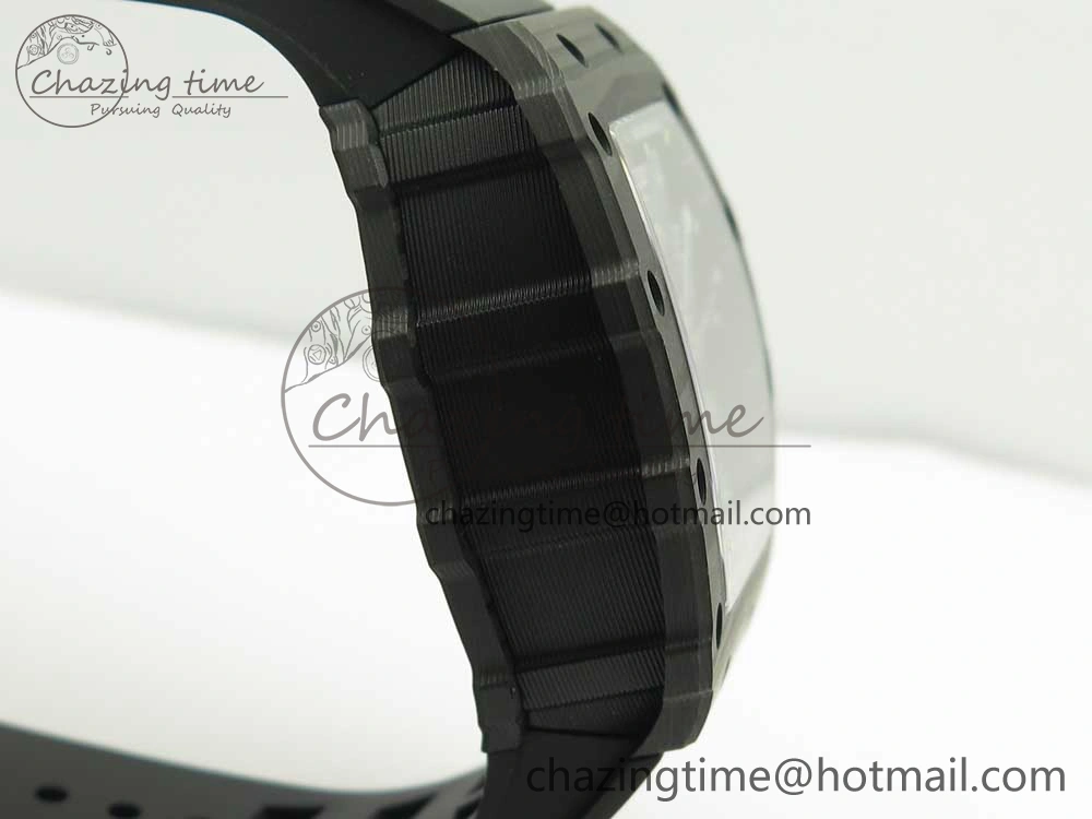 Breathable RM011 Carbon Case Chrono KVF 1:1 Best Edition Crystal Skeleton Yellow Dial on Racing Rubber Strap A 9465