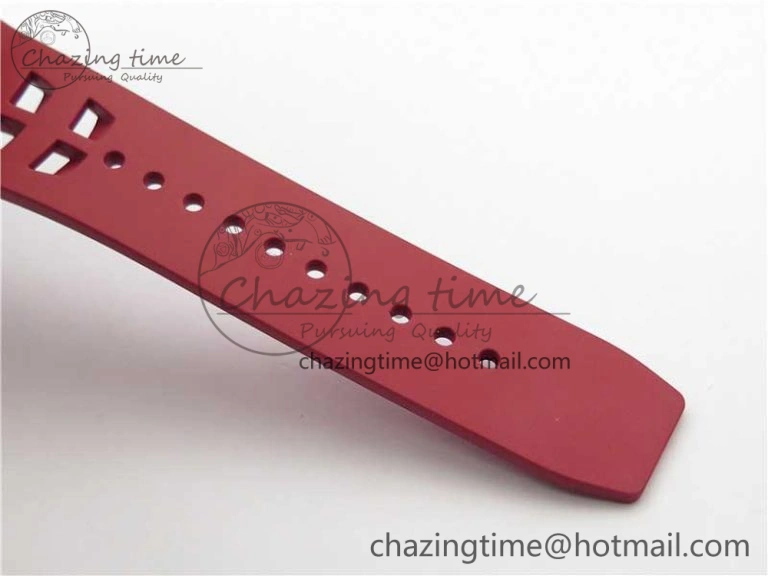 RM011 Carbon Case Chrono KVF 1:1 Best Edition Crystal Skeleton Yellow Dial on Red Racing Rubber Strap A7750 V FreshLook 9439