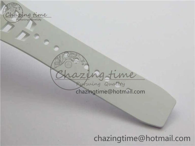 RM011 Carbon Case Chrono KVF 1:1 Best Edition Crystal Skeleton Yellow Dial on White Racing Rubber Strap A DailyWear 9436