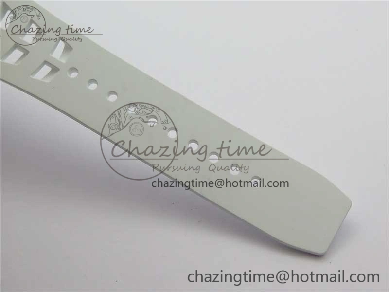 RM011 Carbon Case Chrono KVF 1:1 Best Edition Crystal Skeleton Yellow Dial on White Racing Rubber Strap A DailyWear 9436