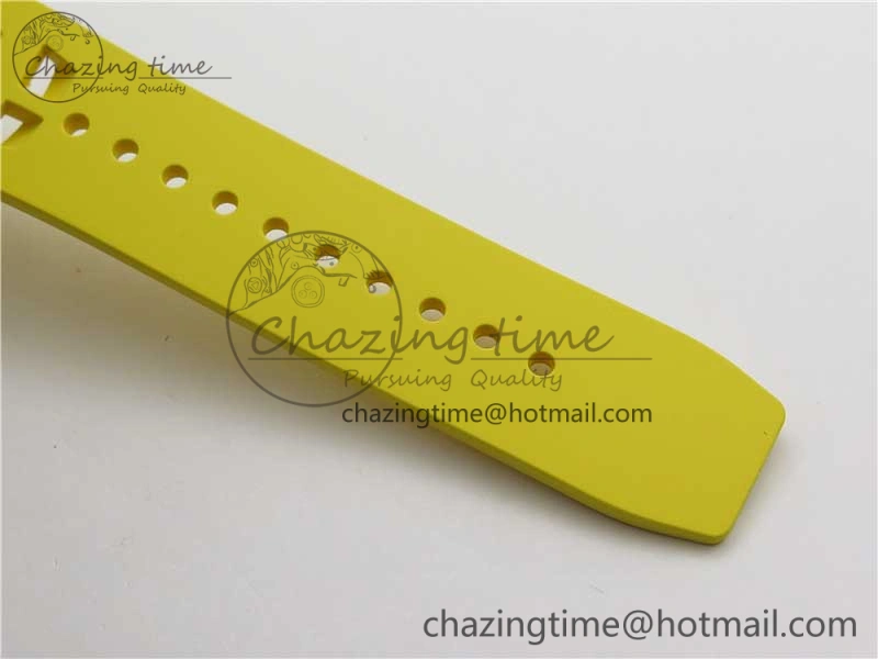 RM011 Carbon Case Chrono KVF 1:1 Best Edition Crystal Skeleton Yellow Dial on Yellow Racing Rubber Strap A7750 V UrbanChic 9437
