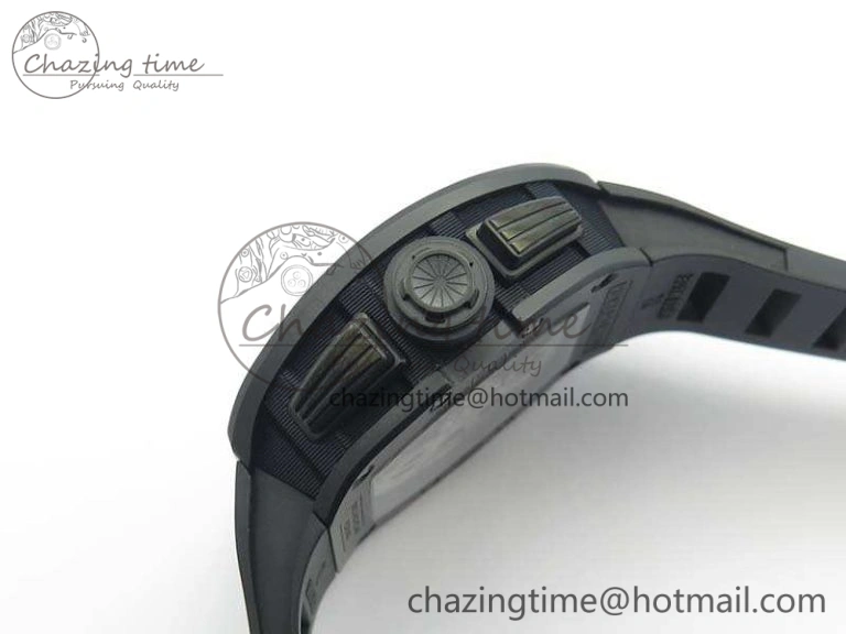 Neat RM011 Ceramic Chrono KVF 1:1 Best Edition Crystal Skeleton Dial Black On Black Rubber Strap 9528