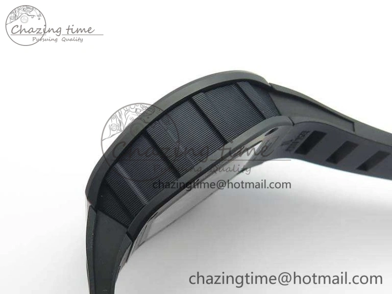 Neat RM011 Ceramic Chrono KVF 1:1 Best Edition Crystal Skeleton Dial Black On Black Rubber Strap 9528