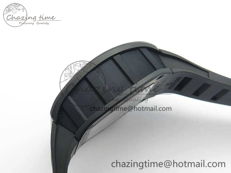 Neat RM011 Ceramic Chrono KVF 1:1 Best Edition Crystal Skeleton Dial Black On Black Rubber Strap 9528