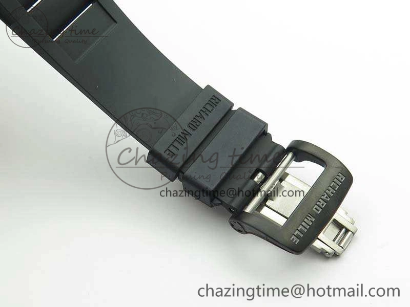 Neat RM011 Ceramic Chrono KVF 1:1 Best Edition Crystal Skeleton Dial Black On Black Rubber Strap 9528