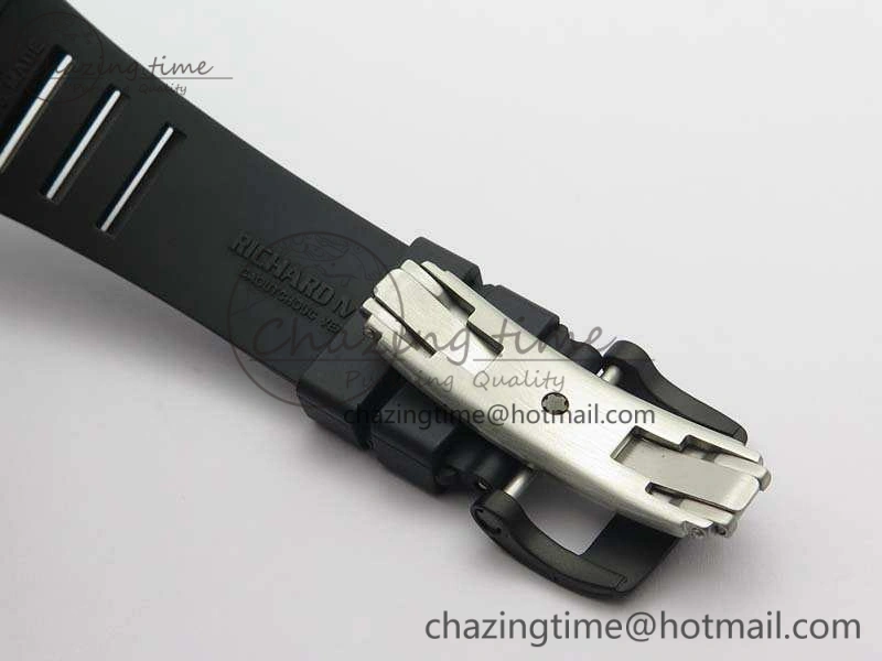 Neat RM011 Ceramic Chrono KVF 1:1 Best Edition Crystal Skeleton Dial Black On Black Rubber Strap 9528