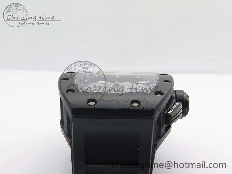 Neat RM011 Ceramic Chrono KVF 1:1 Best Edition Crystal Skeleton Dial Black On Black Rubber Strap 9528
