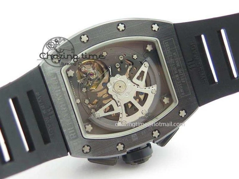ZipUp RM011 Felipe Massa Black Ceramic DLC RMF Black Crown On Black Rubber Strap A 9552