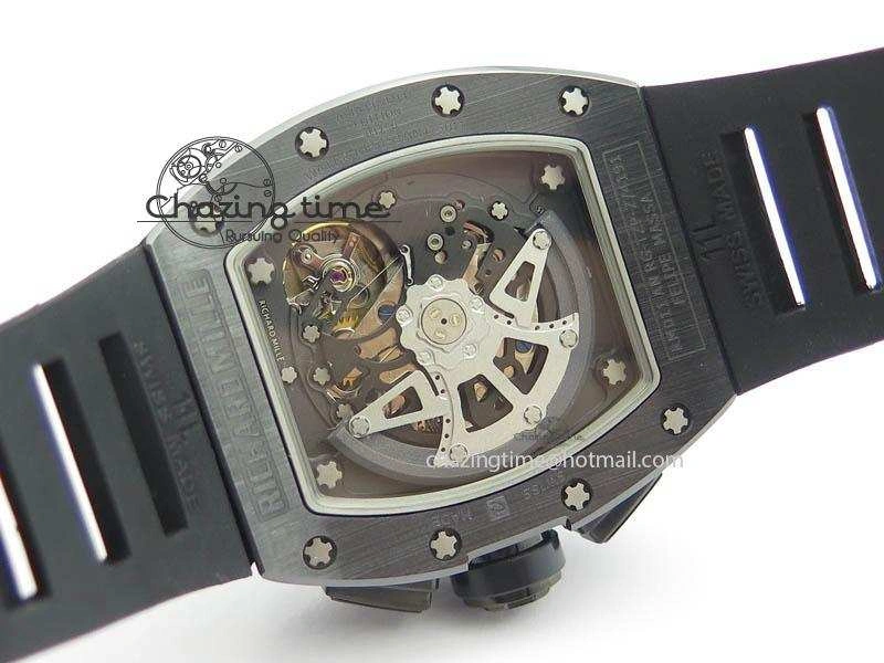 ZipUp RM011 Felipe Massa Black Ceramic DLC RMF Black Crown On Black Rubber Strap A 9552