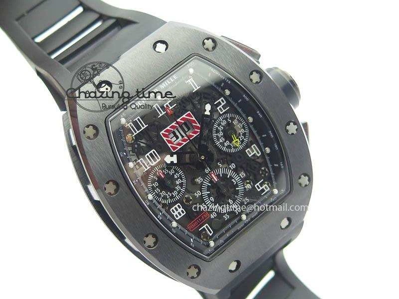 ZipUp RM011 Felipe Massa Black Ceramic DLC RMF Black Crown On Black Rubber Strap A 9552