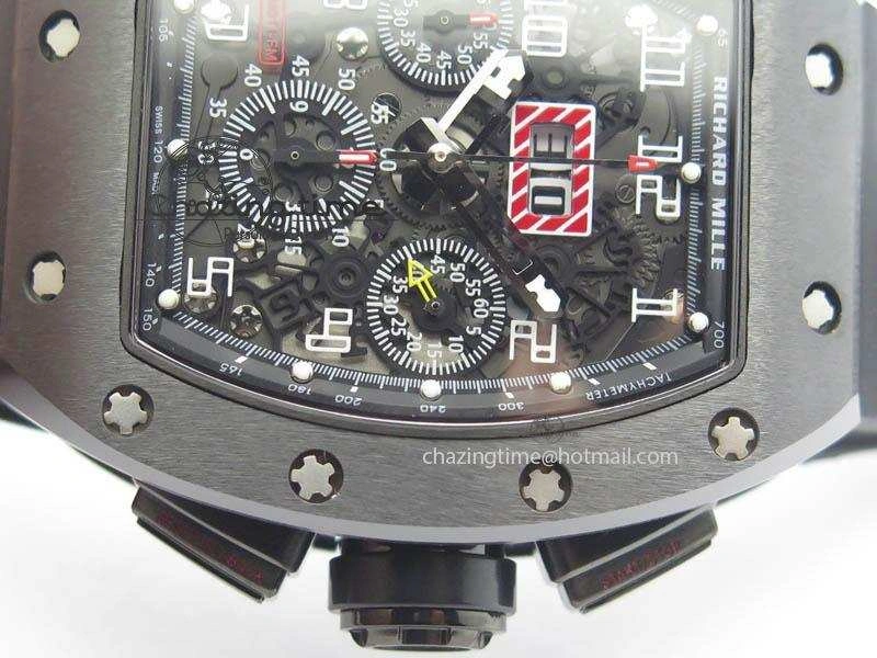 ZipUp RM011 Felipe Massa Black Ceramic DLC RMF Black Crown On Black Rubber Strap A 9552