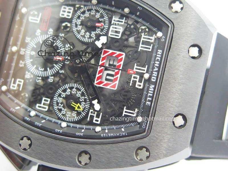 ZipUp RM011 Felipe Massa Black Ceramic DLC RMF Black Crown On Black Rubber Strap A 9552