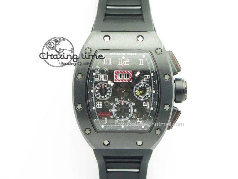 ZipUp RM011 Felipe Massa Black Ceramic DLC RMF Black Crown On Black Rubber Strap A 9552