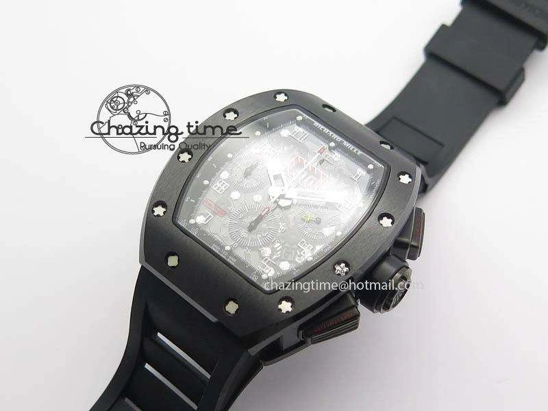 ZipUp RM011 Felipe Massa Black Ceramic DLC RMF Black Crown On Black Rubber Strap A 9552