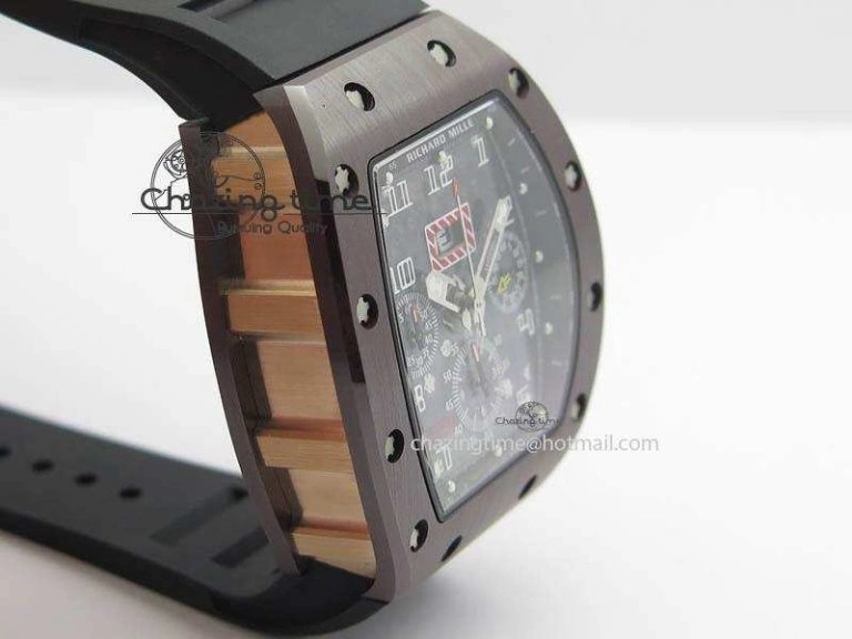 RM011 Felipe Massa Black Ceramic RG RMF Black Crown On Black Rubber Strap A Bright 9546