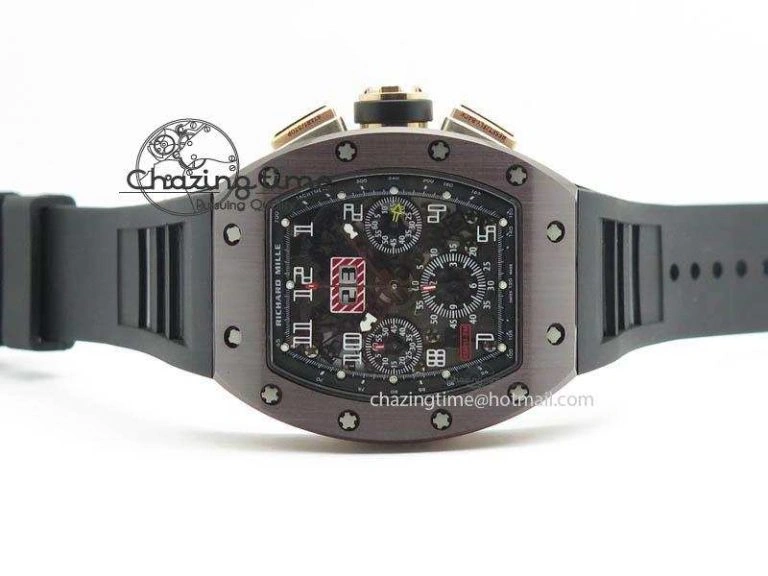 RM011 Felipe Massa Black Ceramic RG RMF Black Crown On Black Rubber Strap A Bright 9546