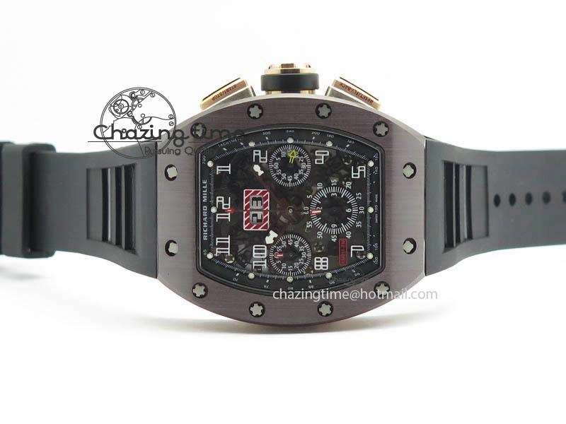 RM011 Felipe Massa Black Ceramic RG RMF Black Crown On Black Rubber Strap A Bright 9546