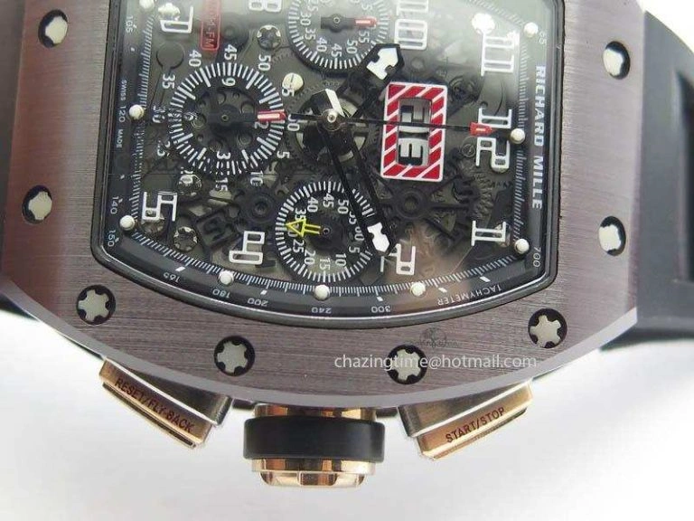 RM011 Felipe Massa Black Ceramic RG RMF Black Crown On Black Rubber Strap A Bright 9546