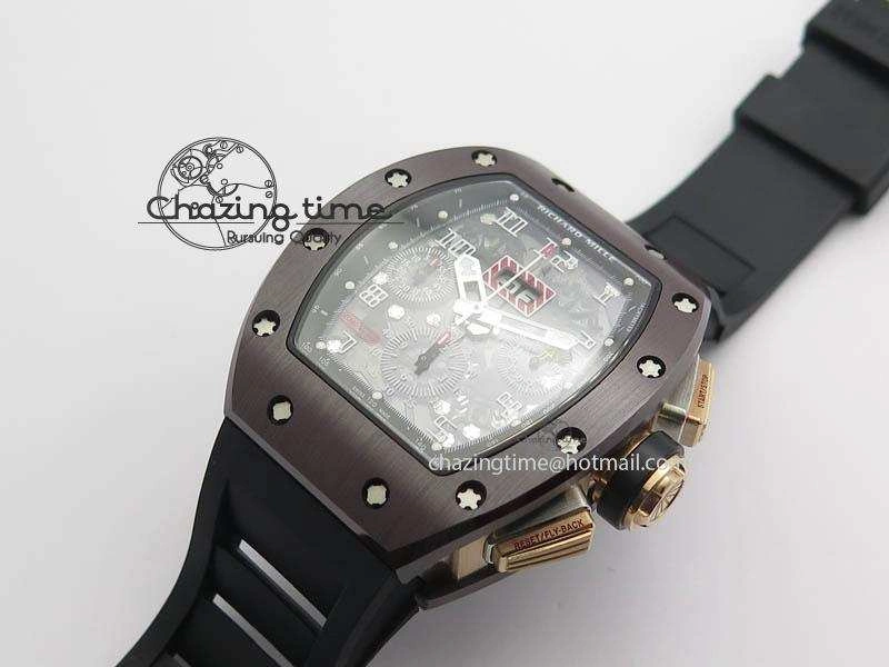 RM011 Felipe Massa Black Ceramic RG RMF Black Crown On Black Rubber Strap A Bright 9546