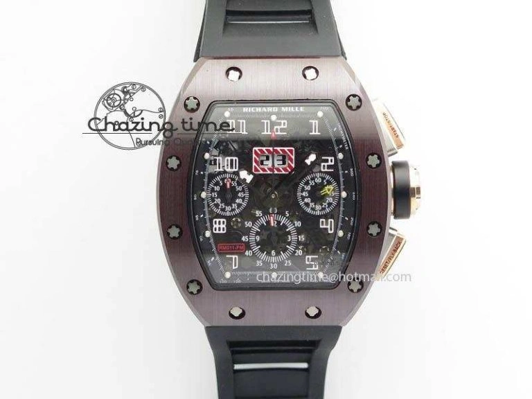 RM011 Felipe Massa Black Ceramic RG RMF Black Crown On Black Rubber Strap A Bright 9546