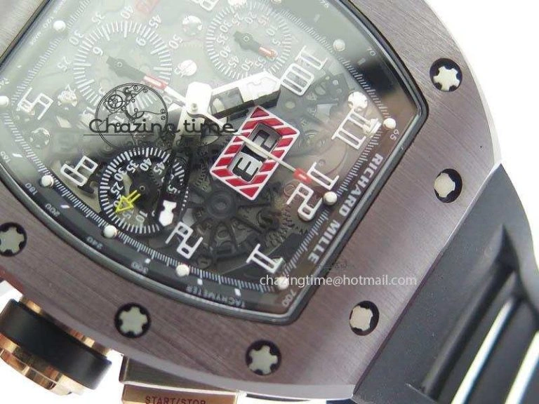 RM011 Felipe Massa Black Ceramic RG RMF Black Crown On Black Rubber Strap A Bright 9546
