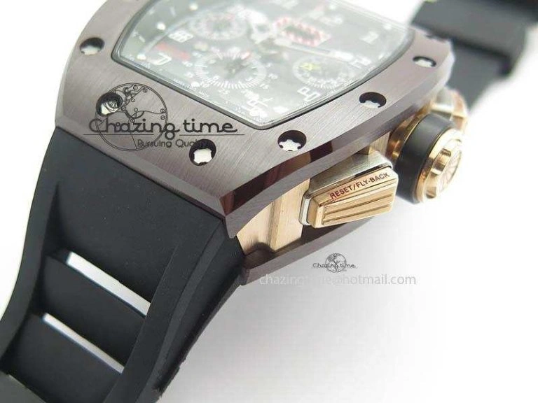 RM011 Felipe Massa Black Ceramic RG RMF Black Crown On Black Rubber Strap A Bright 9546