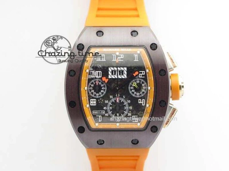 QuickDry RM011 Felipe Massa Black Ceramic RG RMF Orange Crown On Orange Rubber Strap A 9547