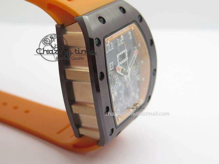 QuickDry RM011 Felipe Massa Black Ceramic RG RMF Orange Crown On Orange Rubber Strap A 9547