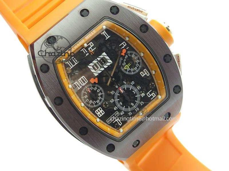 QuickDry RM011 Felipe Massa Black Ceramic RG RMF Orange Crown On Orange Rubber Strap A 9547