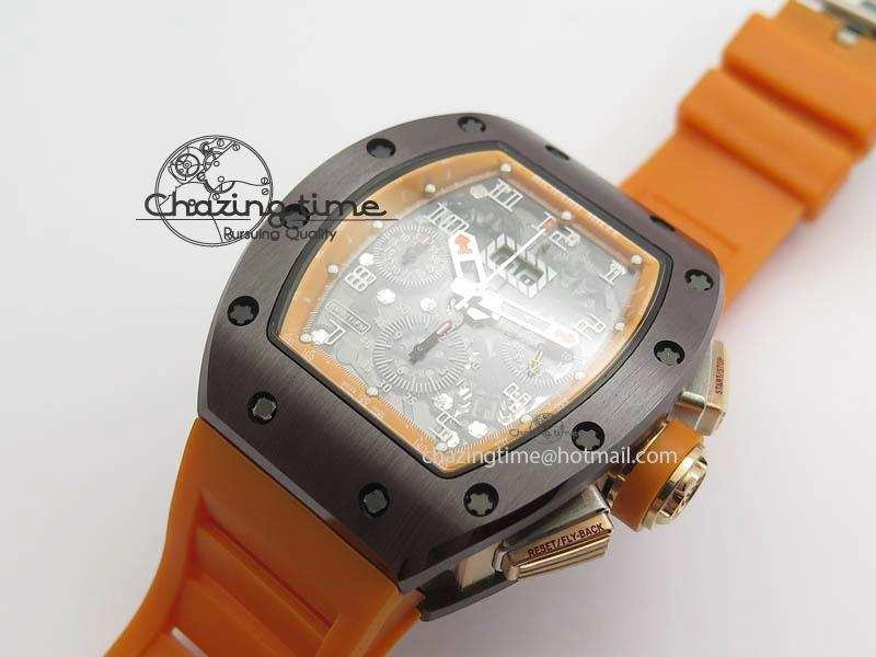 QuickDry RM011 Felipe Massa Black Ceramic RG RMF Orange Crown On Orange Rubber Strap A 9547