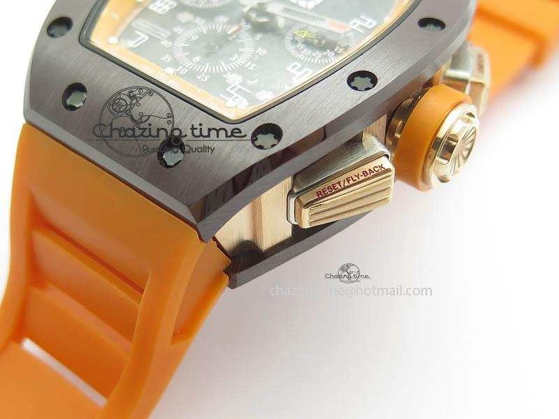 QuickDry RM011 Felipe Massa Black Ceramic RG RMF Orange Crown On Orange Rubber Strap A 9547