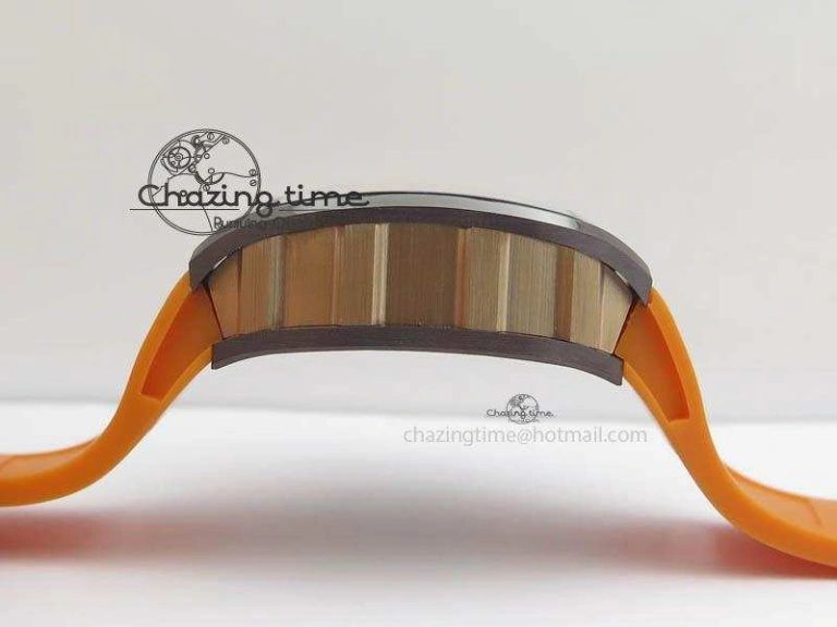 QuickDry RM011 Felipe Massa Black Ceramic RG RMF Orange Crown On Orange Rubber Strap A 9547