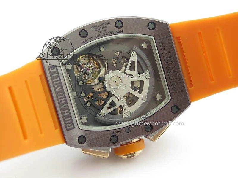 QuickDry RM011 Felipe Massa Black Ceramic RG RMF Orange Crown On Orange Rubber Strap A 9547