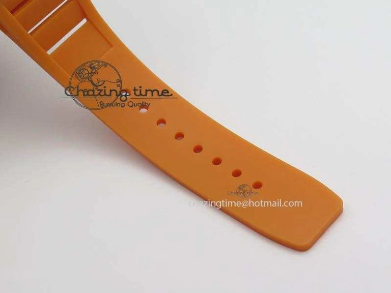 QuickDry RM011 Felipe Massa Black Ceramic RG RMF Orange Crown On Orange Rubber Strap A 9547