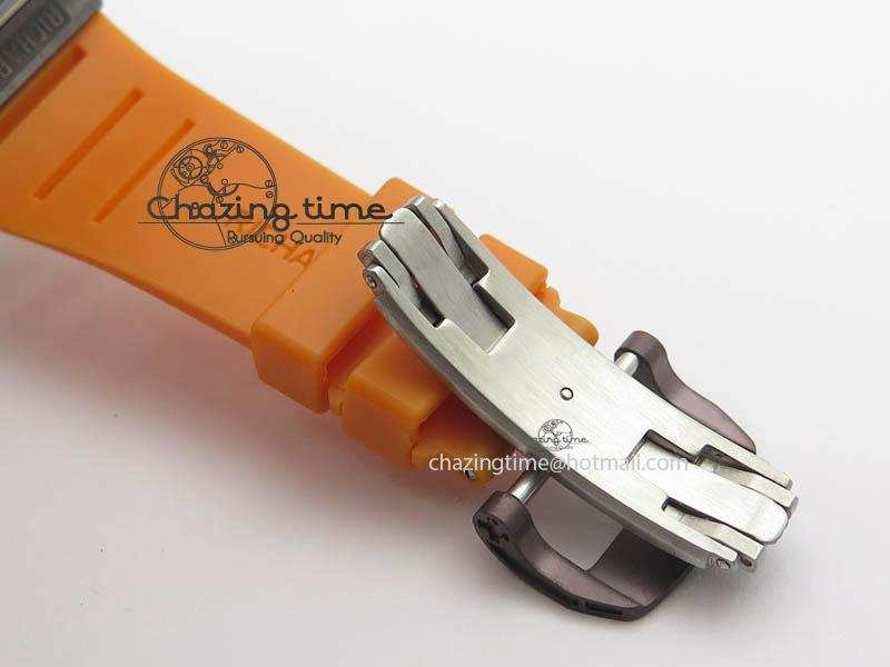 QuickDry RM011 Felipe Massa Black Ceramic RG RMF Orange Crown On Orange Rubber Strap A 9547