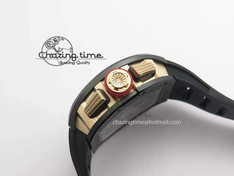 RM011 Felipe Massa Black Ceramic RG RMF Red Crown On Black Rubber Strap A FlexibleFit 9548