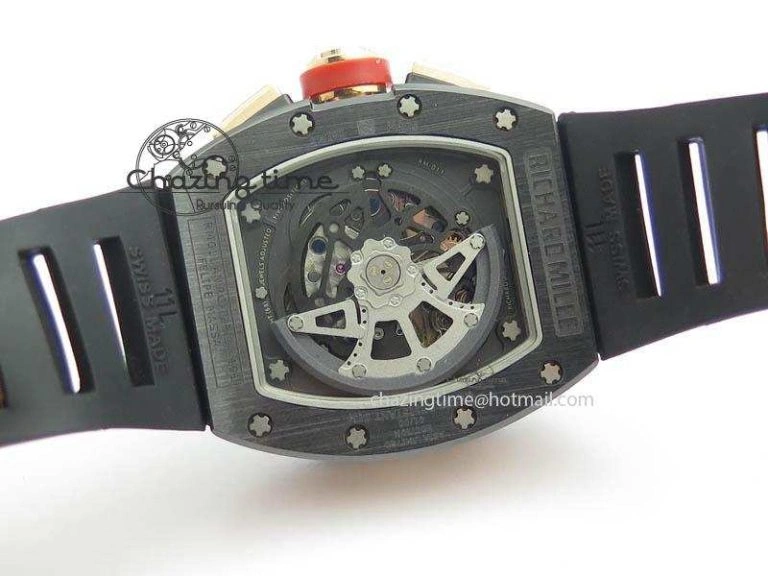 RM011 Felipe Massa Black Ceramic RG RMF Red Crown On Black Rubber Strap A FlexibleFit 9548