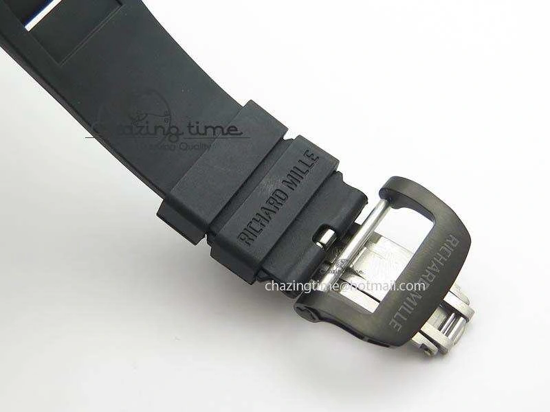 RM011 Felipe Massa Black Ceramic RG RMF Red Crown On Black Rubber Strap A FlexibleFit 9548